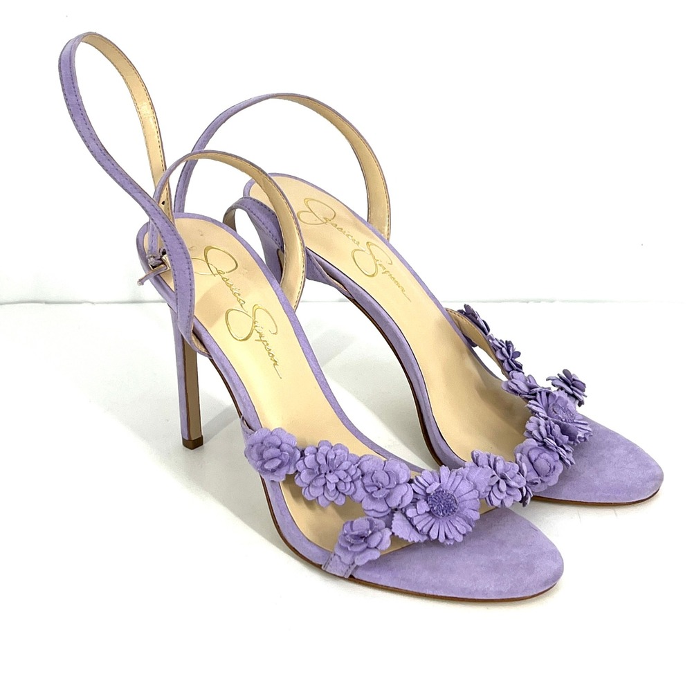 Jessica Simpson Jaimey Lavender Floral Applique Stiletto Sandals Purple 10M